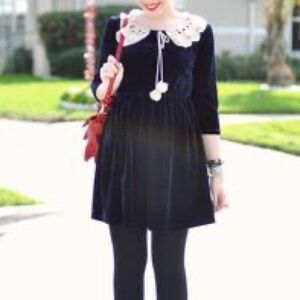 Miss Patina | London | Velvet Navy Blue Dress Size M/ L